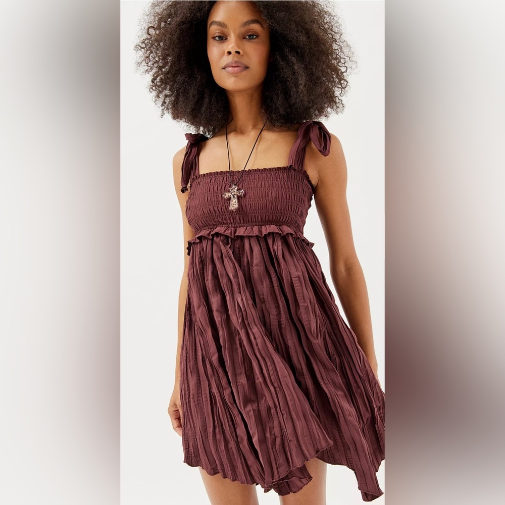Urban Outfitters “Axel” handkerchief hem, tie-strap dress - XL, chocolate brown